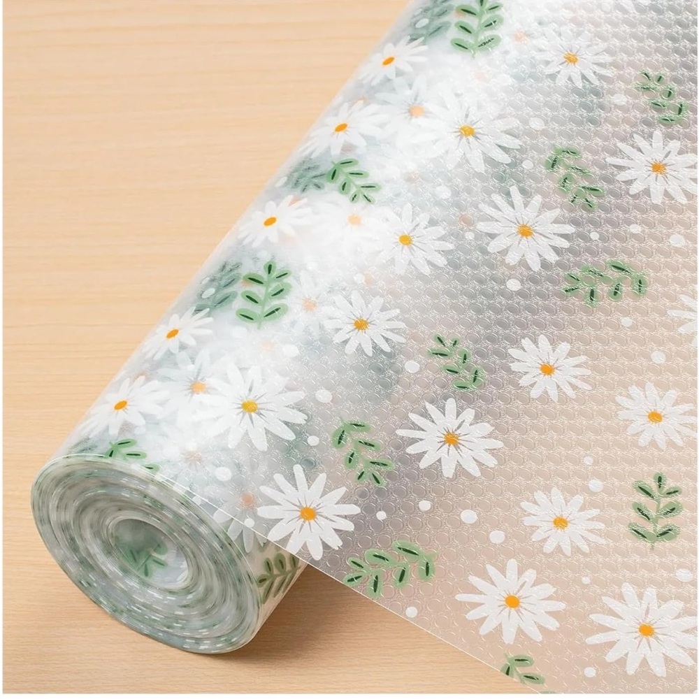 New in package Floral Clear Shelf Liner